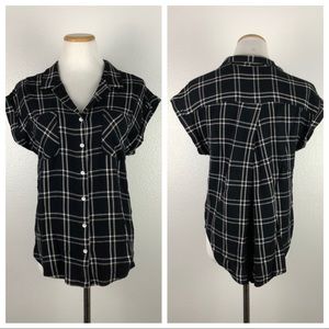 JACHS GIRLFRIEND Black White Plaid Button Down